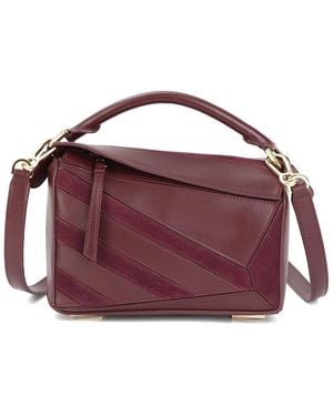 Tiffany & Fred Paris Leather & Suede Geometric Shoulder Bag - Purple