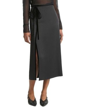 Vince Velvet Trim Side Slit Skirt - Black
