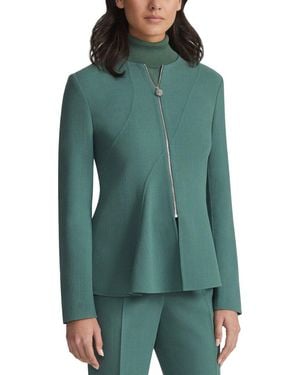 Lafayette 148 New York Collarless Flounced Hem Jacket - Green