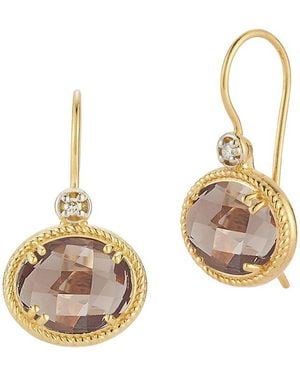 Reiss 14K 4.94 Ct. Tw. Diamond & Smokey Topaz Earrings - Metallic