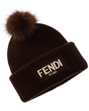 Fendi Pom Pom Wool Beanie - Black