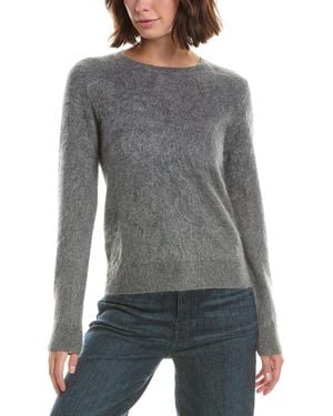 Sofiacashmere Brushed Jersey Crewneck 100% Cashmere Sweater - Gray