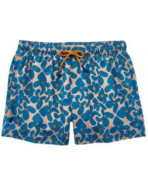 Sunset and Vine Microfiber Woven Printed Swim Trunk - Blue