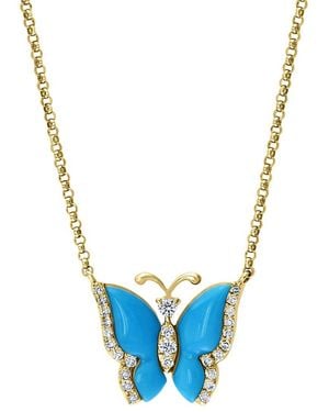 Effy Fine Jewelry 14k 1.11 Ct. Tw. Diamond & Turquoise Necklace - Blue