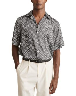 Reiss Barella Geo Wave Camp Shirt - Grey