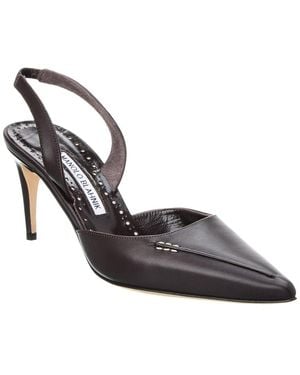 Manolo Blahnik Homerasli 70 Leather Slingback Pump - Metallic