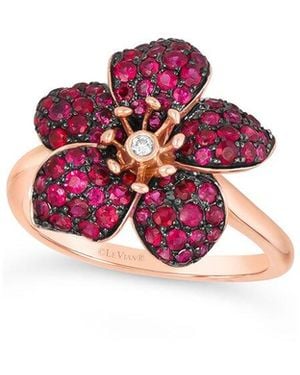 Le Vian Le Vian 14k Rose Gold 1.29 Ct. Tw. Diamond & Ruby Cocktail Ring - Red