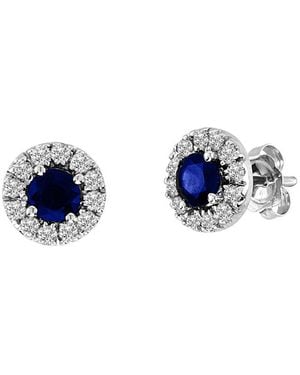 Diana M. Jewels Fine Jewelry 14k 0.93 Ct. Tw. Diamond & Sapphire Halo Earrings - Blue