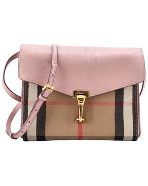 Burberry Leather & House Check Canvas Macken Crossbody Small (Authentic Pre-Loved) - Pink