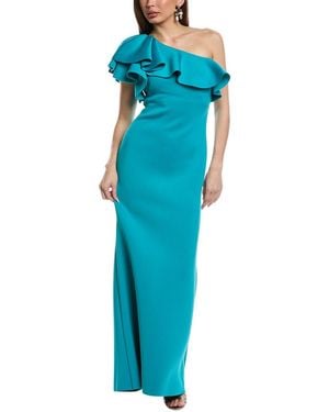 Eliza J One-Shoulder Scuba Gown - Blue