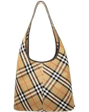 Burberry Check Large Leather-Trim Hobo Bag - Metallic
