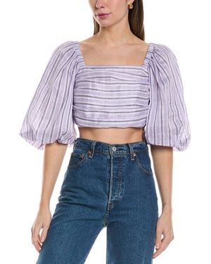Sandro Linen-Blend Top - Blue
