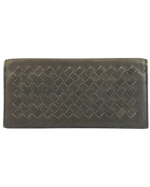 Bottega Veneta Grey Intrecciato Leather Long Wallet (authentic Pre-loved)