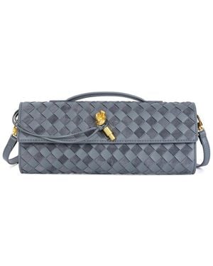 Tiffany & Fred Paris Hand-Woven Leather Clutch Bag - Grey