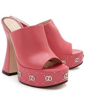 Gucci Leather GG Embellished Janaya Platform Sandal (authentic Pre-loved) - Pink