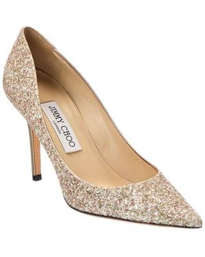 Jimmy Choo Agnes Glitter & Leather Pump - White