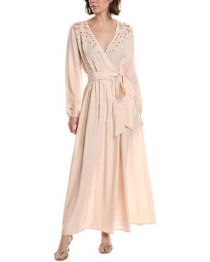 Pascale La Mode Laser Cut Embroidery Wrap Dress - Natural