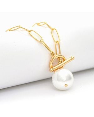 Rivka Friedman 18K Plated 15Mm Pearl Stackable Toggle Necklace - Metallic