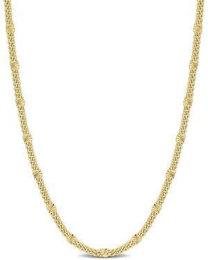 Italian Silver Fancy Curb Link Necklace - Metallic