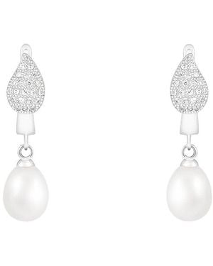 Splendid 8-8.5Mm Pearl Cz Dangle Earrings - White