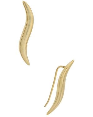 Italian Gold 10K Polished Wave Climber Earrings - Metallic