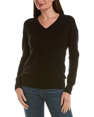InCashmere High V-Neck 100% Cashmere Jumper - Black