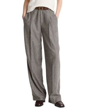 Vince High Rise Wool Blend Houndstooth Wool-Blend Trouser - Grey