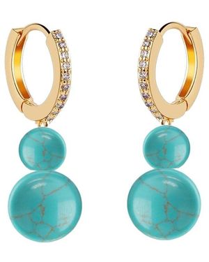 Liv Oliver 18K Plated 16.90 Ct. Tw. Cz Earrings - Blue