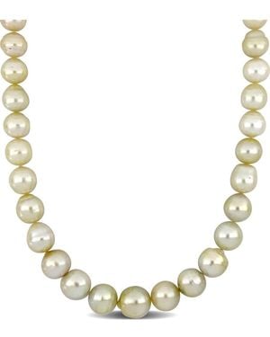 Pearls 14k 0.06 Ct. Tw. Diamond 12-15mm Pearl Necklace - Metallic
