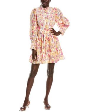 Beulah London Eyelet Mini Dress - Natural