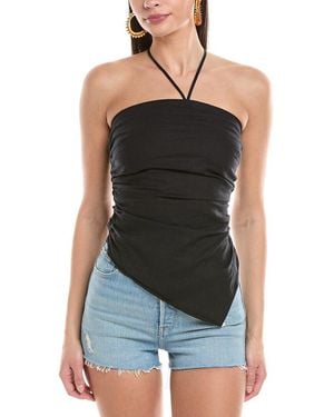 Onia Air Asymmetrical Halter Linen-Blend Top - Black