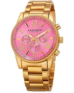 Akribos Xxiv Stainless Steel Watch - Pink