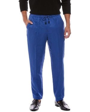 Isaia Linen & Silk-Blend Trouser - Blue