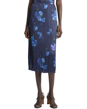 Vince Poppy Blur Crushed Column Skirt - Blue