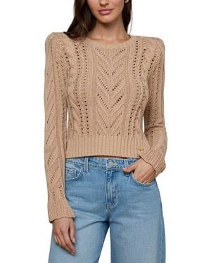 L'Agence Mio Cable Crop Silk-Blend Pullover - Blue