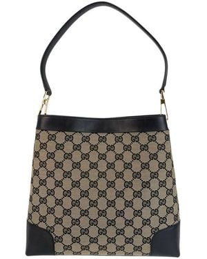 Gucci Coated/Waterproof Canvas Hobo Shoulder Bag (Authentic Pre-Loved) - Black