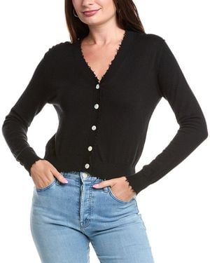 Elan Distressed Trim Cashmere-Blend Cardigan - Black