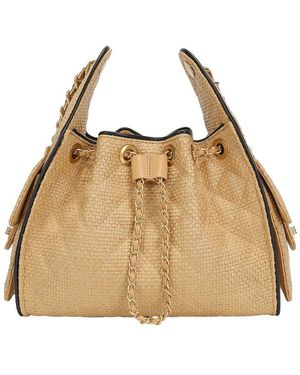 Tiffany & Fred Paris Woven Canvas Shoulder Bag - Natural