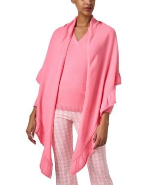 Kinross Cashmere Ruffle Trim Cashmere Wrap - Pink