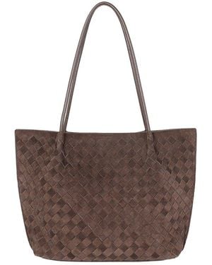 Tiffany & Fred Paris Woven Suede Tote - Brown