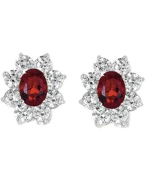 Genevive Jewelry Silver Earrings - Red