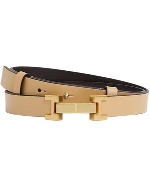 Reiss Hayley Metal Hardware Leather Belt - White