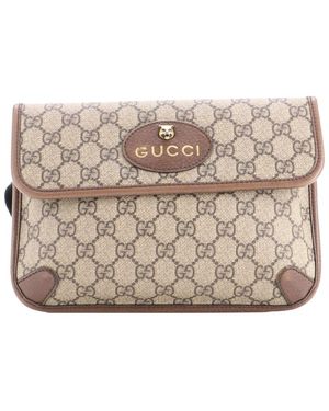 Gucci Gg Coated Canvas Neo Flap Belt Bag (Authentic Pre-Loved) - Natural