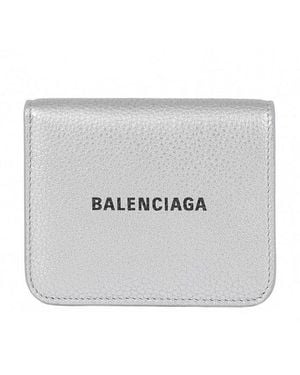 Balenciaga Leather Logo Cash Wallet (Authentic Pre-Loved) - Gray