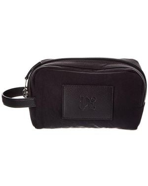 Palm Angels Monogram Canvas & Leather Pouch - Black