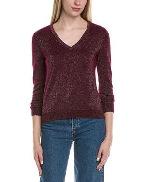 Sofiacashmere Lurex V-Neck Wool & Cashmere-Blend Jumper - Red