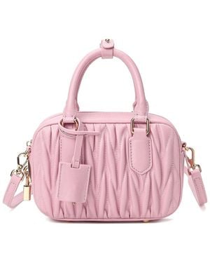 Tiffany & Fred Paris Pleated Leather Satchel - Pink