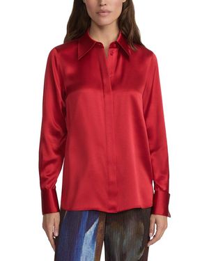 Lafayette 148 New York French Cuffed Silk Blouse - Red