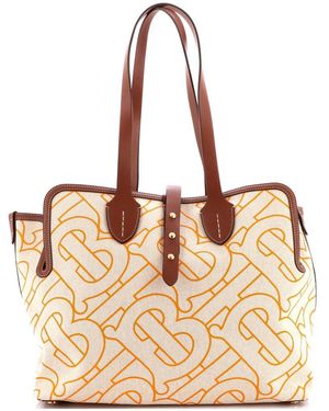 Burberry Soft Belt Bag Xl Tb Monogram Printed Canvas Medium (authentic Pre-loved) - Natural