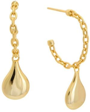 Argento Vivo 14k Plated Oval Hoops - Metallic